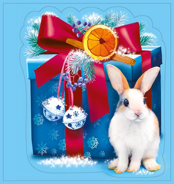 Наклейка "Кролик с подарком"
